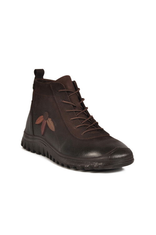 Brown Nubuck Genuine Leather Womens Boots 2413554K Z