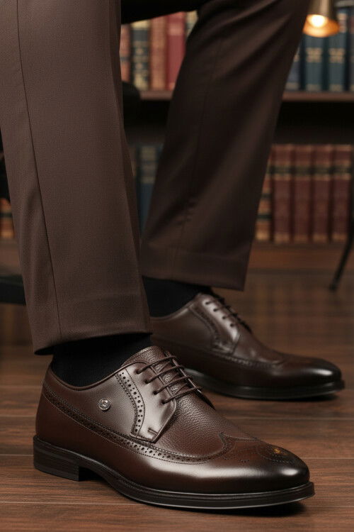 Brown Genuine Leather Mens Classic Shoes 1571116 M