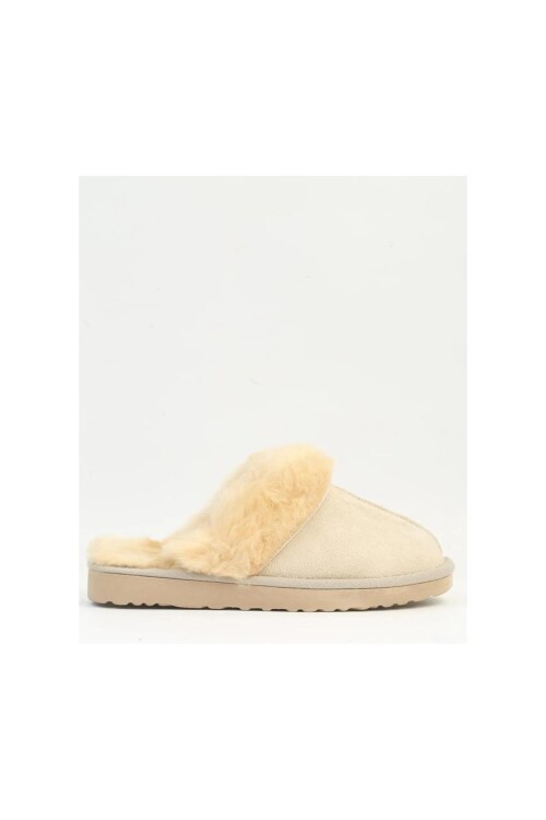 Cream Fur Lined Womens Home Slippers PC-54392 Z
