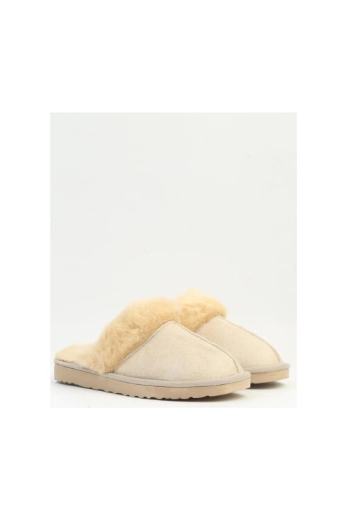 Cream Fur Lined Womens Home Slippers PC-54392 Z