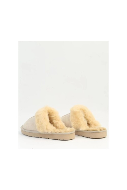Cream Fur Lined Womens Home Slippers PC-54392 Z