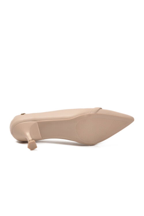 حذاء نسائي كريمي قصير بكعب رفيع PC-55015 Z