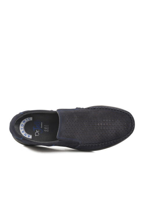 Navy Blue Nubuck Genuine Leather Orthopedic Mens Casual Shoes 3Y1657 M