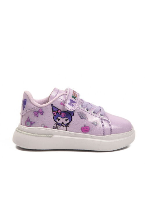 Lilac Patent Leather Glittery Velcro Light Flexible Girls Sports Shoes 2540-26K P