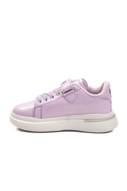 Lilac Patent Leather Glittery Velcro Light Flexible Girls Sports Shoes 2540-26K P