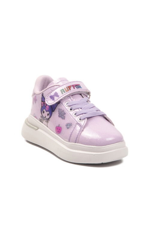 Lilac Patent Leather Glittery Velcro Light Flexible Girls Sports Shoes 2540-26K P