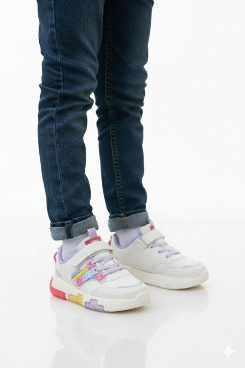 Lilac Velcro Lightweight Girls Sneakers Heros P