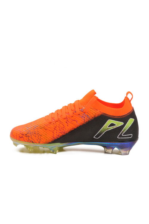 Neon Orange Black Sock Lace-Up Mens Cleats MK-252-153 M