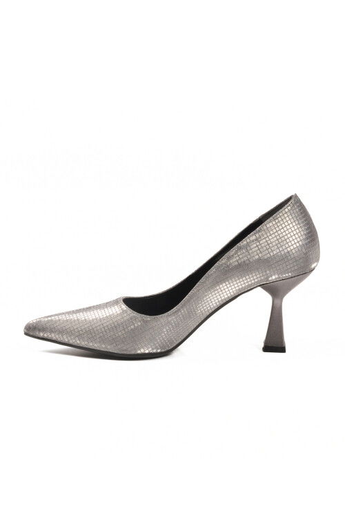 Platinum Thin Heeled Womens Evening Shoes 665140 Z