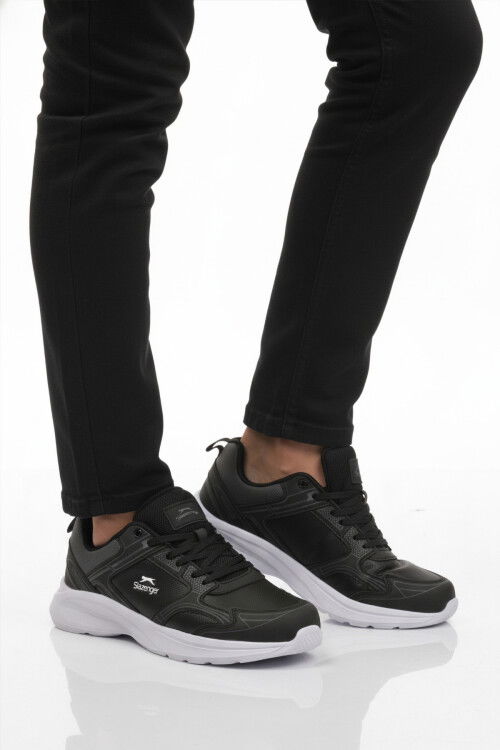 Black White Laced Lightweight Flexible Mens Sneakers Gima M