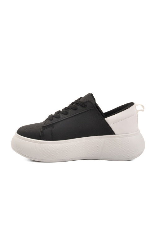 Black and White Thick Sole Lace-Up Unisex Sneakers OZ-03 Z