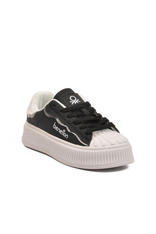 Siyah Beyaz Bağcıklı Unisex Spor Ayakkabı BNI-12152 G