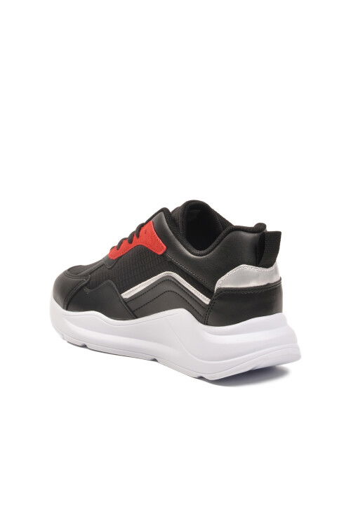 Black Burgundy Thick Sole Lace-Up Womens Sneakers 051 G