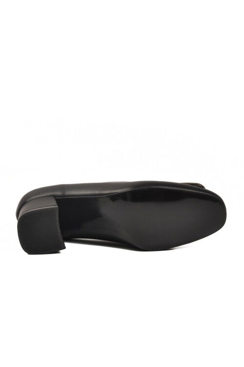 Black Skin Thick Heeled Womens Evening Shoes 695040 Z