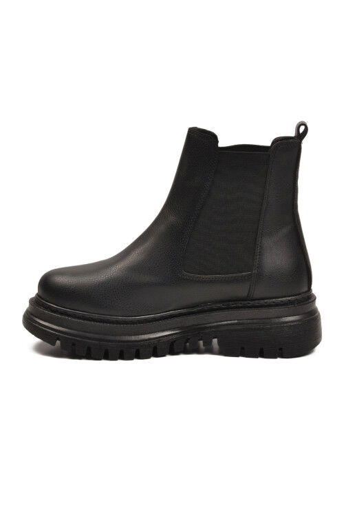 Siyah Cilt Kürklü Kolay Giyilebilir Kaymaz Kadın Chelsea Bot 473093 Z