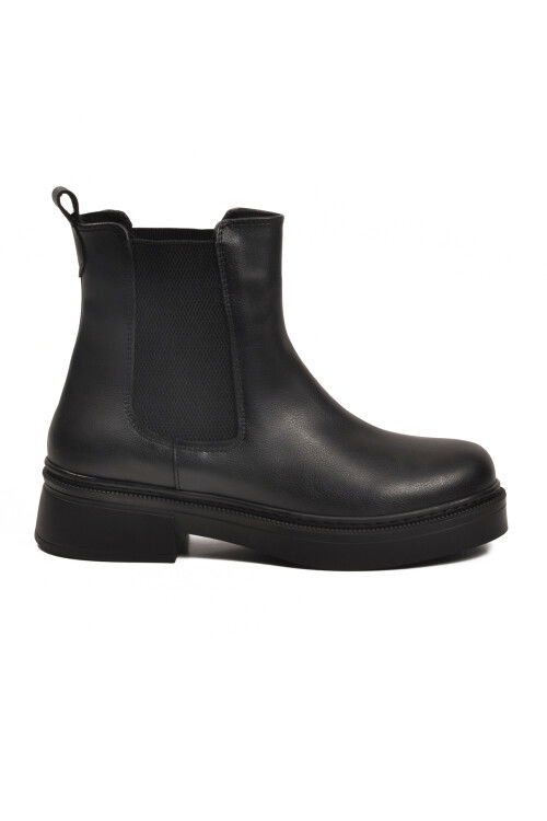 Siyah Cilt Kolay Giyilebilir Polarlı Kaymaz Kadın Chelsea Bot 209134 Z