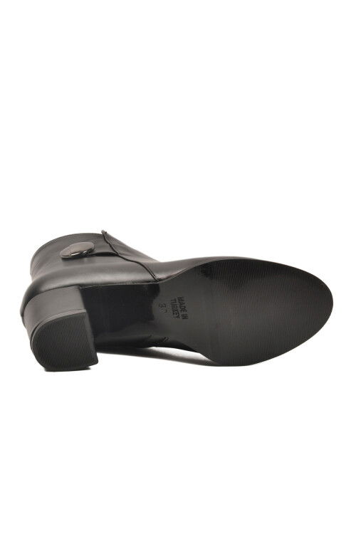 Black Narrow Fit Polar Fleece Zippered High Heel Womens Boots 262325 Z