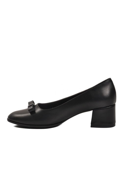 Black Skin Bow Ribbon Womens High Heel Shoes 519081 Z
