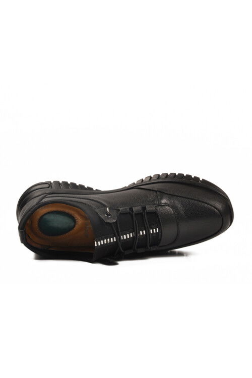 حذاء رجالي كاجوال من الجلد الأسود برباط ونعل جل تشريحي 316 M