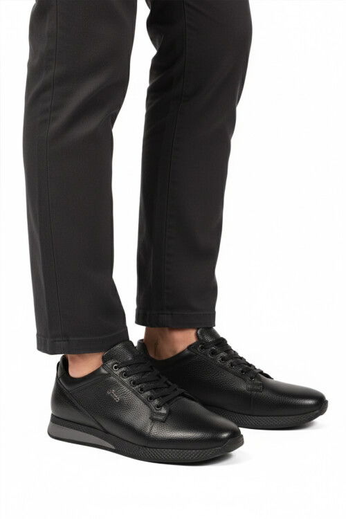 Black Floter Genuine Leather Mens Casual Shoes 3235 M