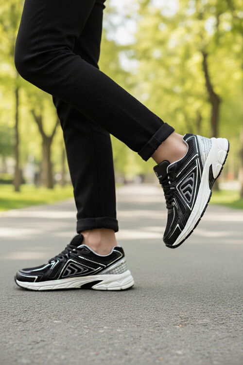 Black Silver Memory Sole Lightweight Flexible Mesh Unisex Sneakers Dipper G