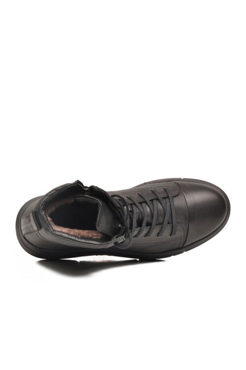 Siyah Deri Kürklü Kaymaz Soğuğa Dirençli Erkek Bot 2K1238-HK-510 M