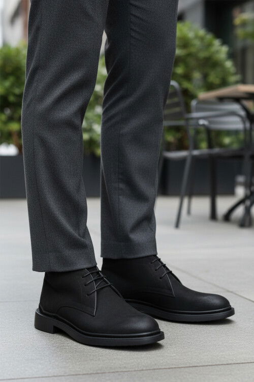 Siyah Bağcıklı Hakiki Deri Erkek Bot AG1188-1013 M