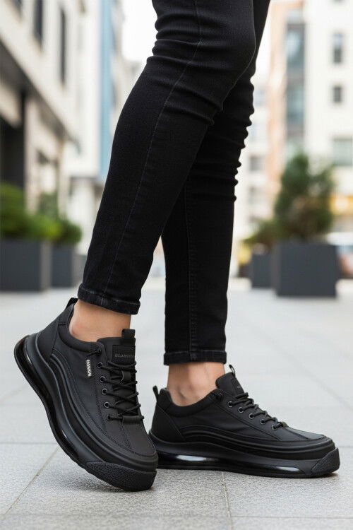 Black Genuine Leather Mens Casual Shoes 24K500-1 M