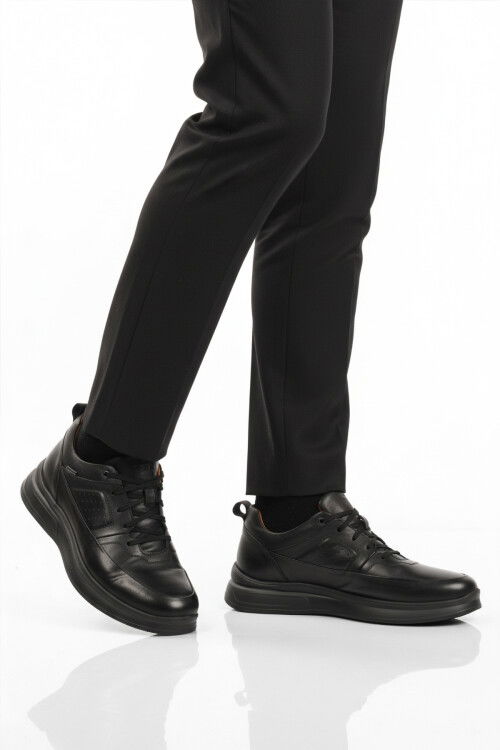 Siyah Hakiki Deri Ortopedik Erkek Casual Ayakkabı 252070 M