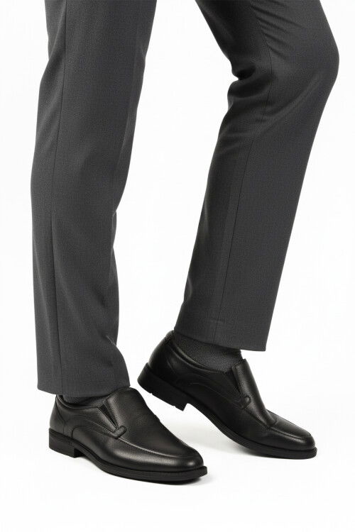 Black Laceless Leather Gel Sole Anatomic Mens Casual Shoes 301 M