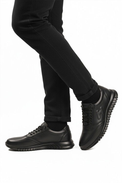 Black Lace-Up Leather Gel Sole Anatomic Mens Casual Shoes 315 M