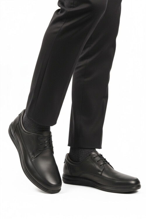 Black Genuine Leather Gel Sole Anatomic Mens Casual Shoes 473 M