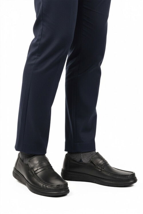 Black Genuine Leather Mens Casual Shoes DSN 2030 M