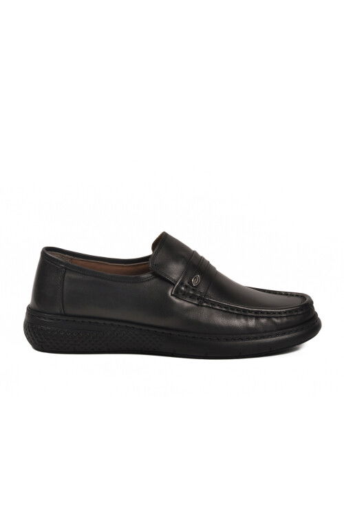 Black Genuine Leather Mens Casual Shoes DSN 2030 M