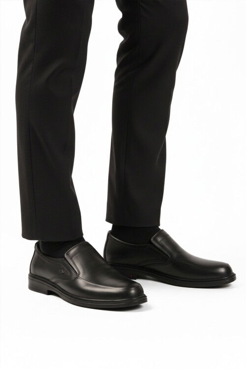 Black Genuine Leather Mens Casual Shoes DSN 2032 M