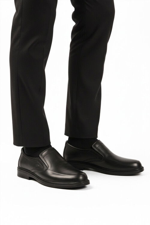 Black Genuine Leather Mens Casual Shoes DSN 2036 M