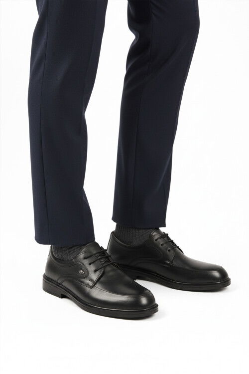 Black Genuine Leather Mens Casual Shoes DSN 2037 M