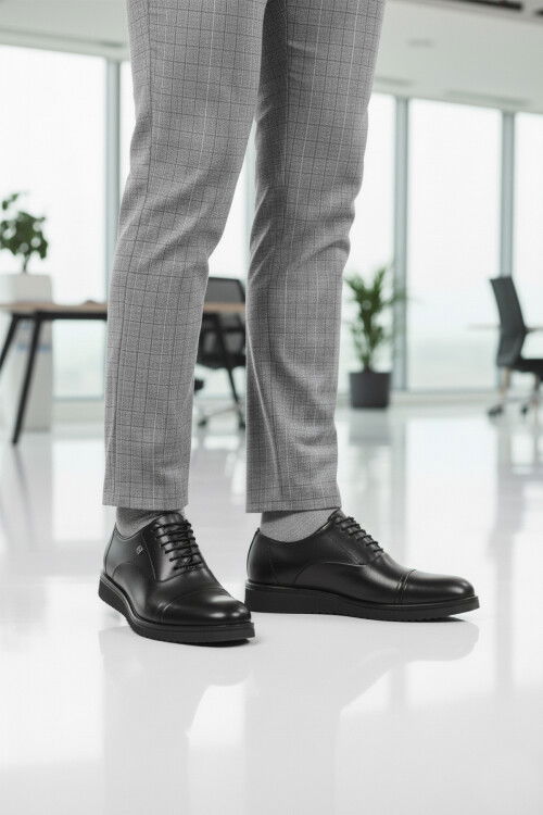 Black Eva Sole Lightweight Genuine Leather Mens Classic Shoes 3250 M