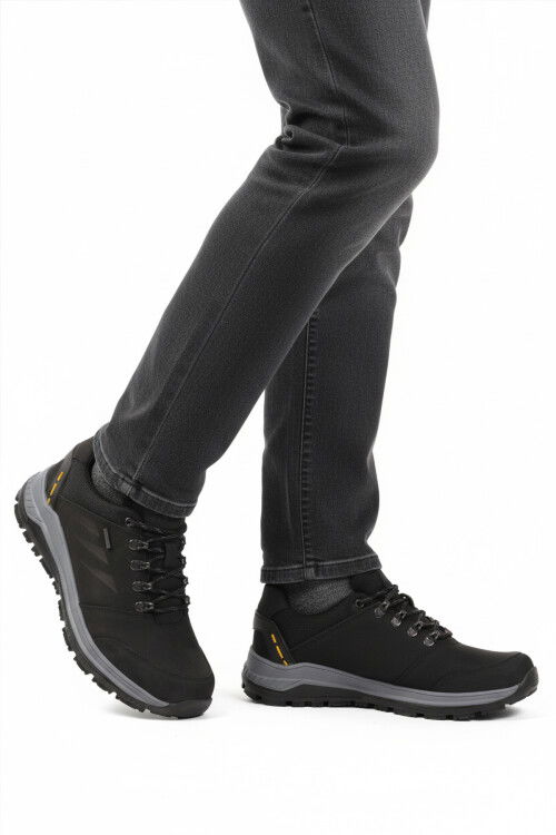 Black Genuine Leather Non-Slip Water Repellent Mens Outdoor Shoes 2343 M