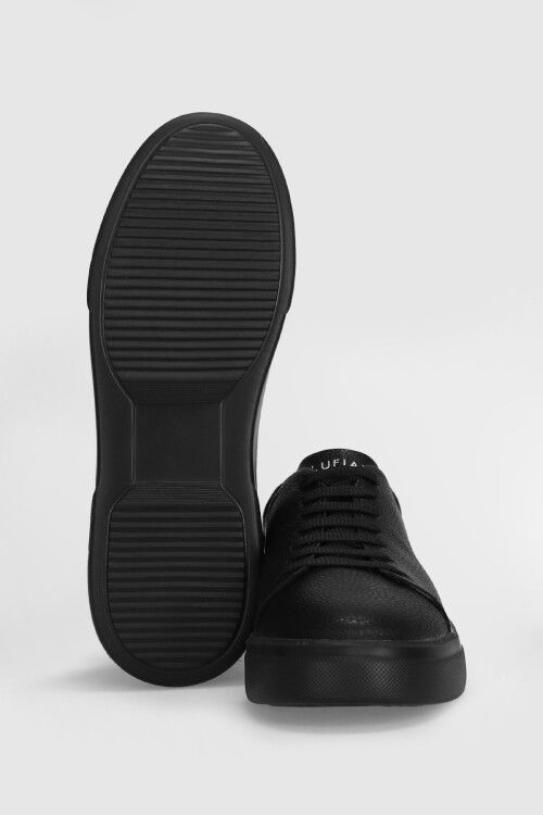 Siyah Hakiki Deri Bağcıklı Sneaker Tommy M