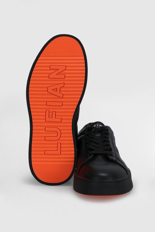 Siyah Hakiki Deri Bağcıklı Erkek Sneaker Zeus M