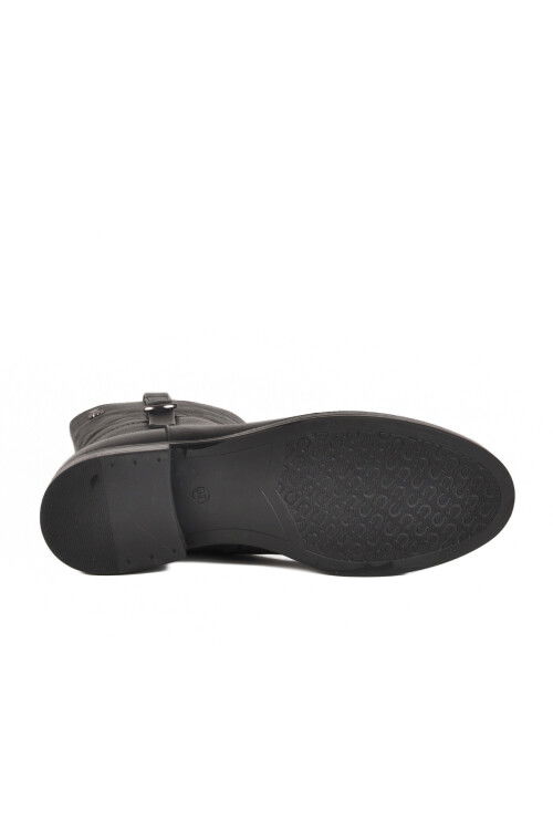 Black Genuine Leather Womens Boots with Polar Fleece Inside 2552701K Z