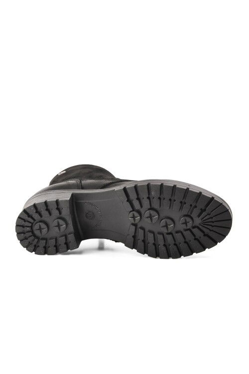 Black Genuine Leather Non-Slip Fleece Inside Womens Boots 3312K Z