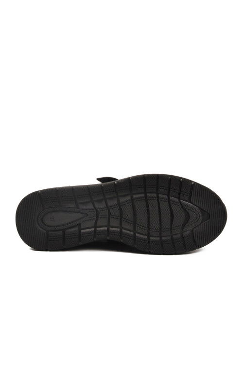 Black Velcro Genuine Leather Womens Casual Shoes 058-Ç Z