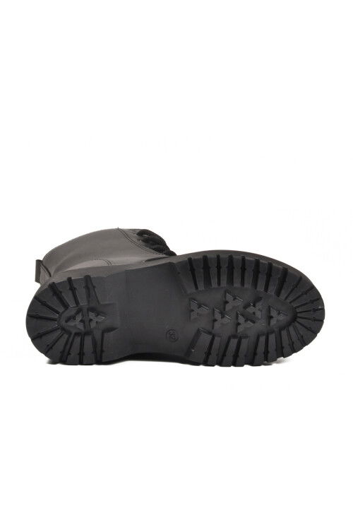 Black Polar Fleece Lace-Up Zippered Non-Slip Girls Boots Dale 05 F