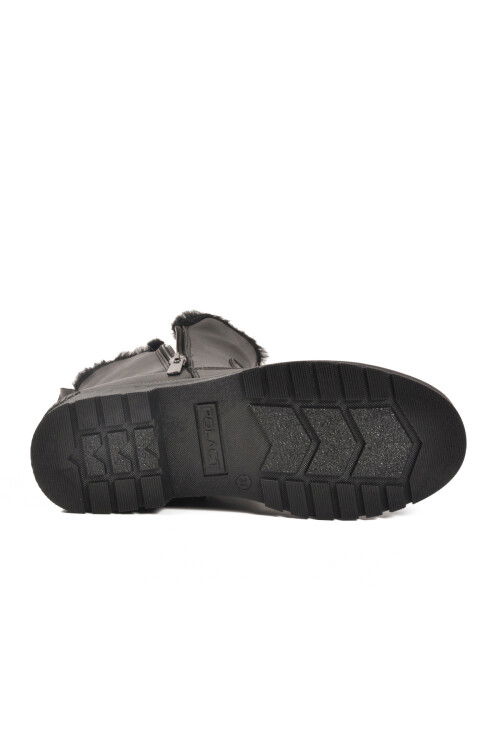 Black Polar Fleece Zippered Non-Slip Sole Womens Boots 23003 Z