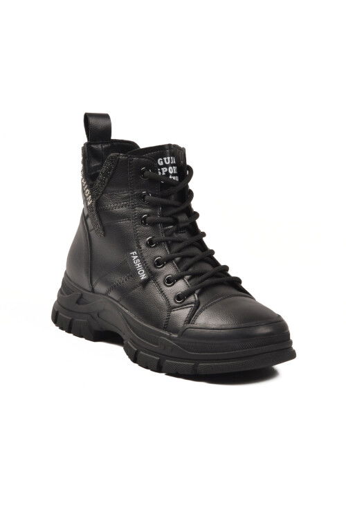 حذاء نسائي أسود من الصوف القطبي بنعل مانع للانزلاق 24K310-14 Z