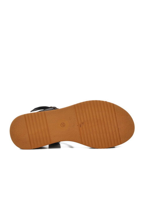 Siyah Hakiki Deri Kadın Sandalet 9716 Z