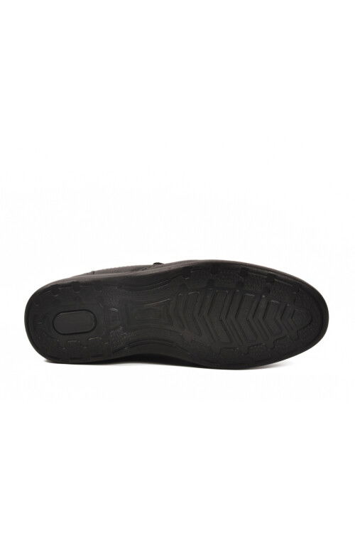 Black Wrinkled Genuine Leather Mens Casual Shoes DSN 2035 M