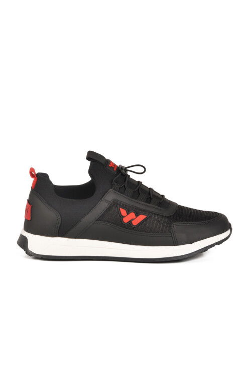 Black Red Lock Lace-Up Lightweight Flexible Mens Sneakers Apollo 166 M